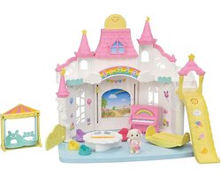 Sylvanian Families 5743 Zonnig Kinderopvang Kasteel- inclusief 1 fluweelzachte bloemen hangoor konijn baby