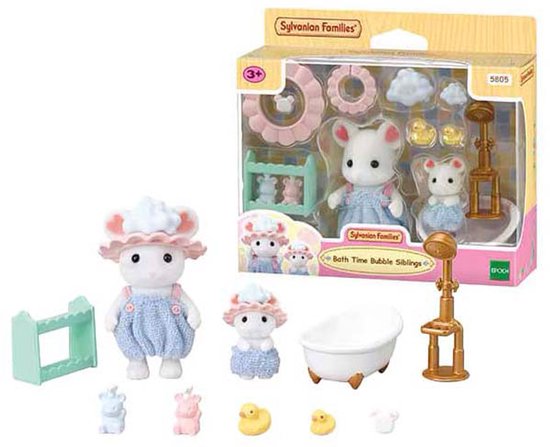 Sylvanian Families badtijd speelgoed met muizen, bad, douche en accessoires.