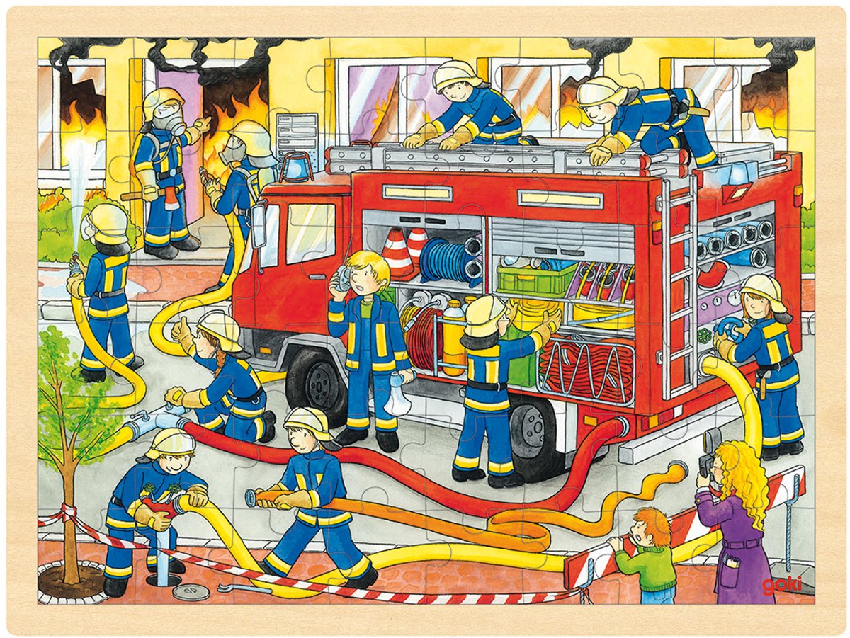 Houten Legpuzzel - Brandweer, 48st.