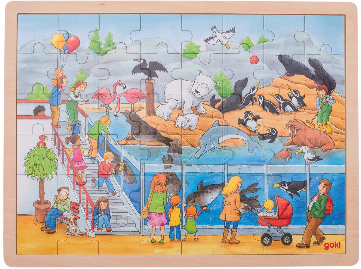 Goki houten legpuzzel Dierentuin - 48 stukjes