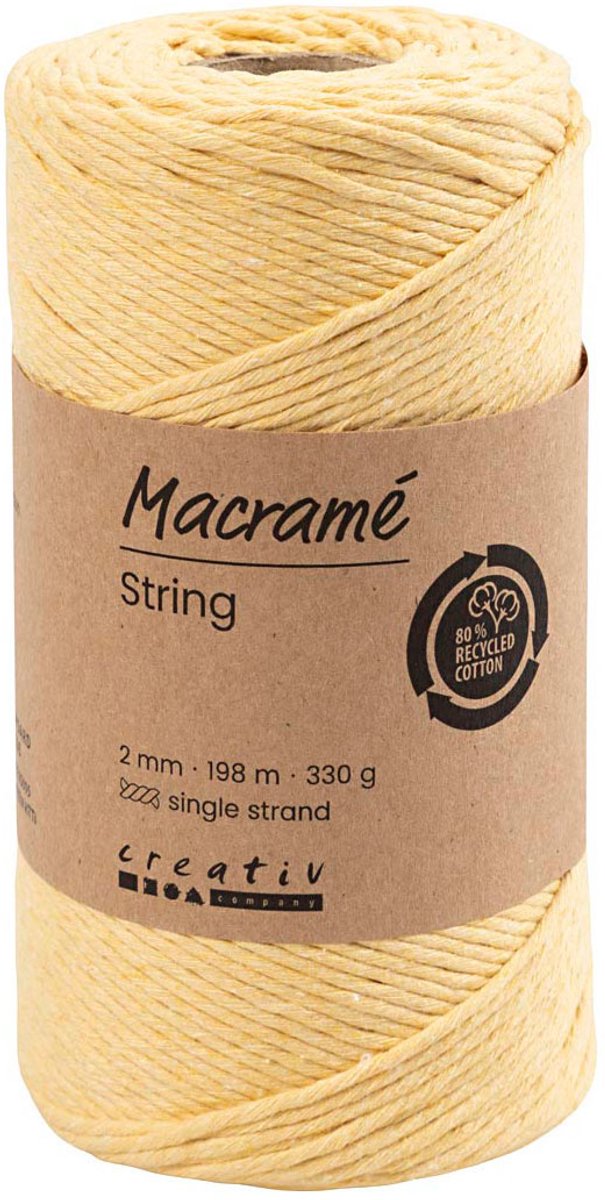 Creativ Company Macramé Koord 2 mm 198 m Lichtgeel