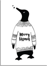 DesignClaud Kerstposter Merry Kissmass - kerstdecoratie - Zwart wit B2 poster (50x70cm)