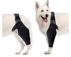 Elle boog beschermer voor honden - Kniebrace voor honden bij gescheurde voorste kruisband (ACL) - Voorkom secundair letsel - Geschikt voor elleboog- en schouder onder steuning bij honden, dysplasie, artritis en schouder luxatie - XL - Zwart