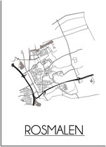 DesignClaud Rosmalen Plattegrond poster A4 + Fotolijst zwart (21x29,7cm)