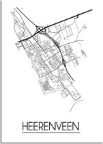 DesignClaud Heerenveen Plattegrond poster A4 + Fotolijst zwart (21x29,7cm)