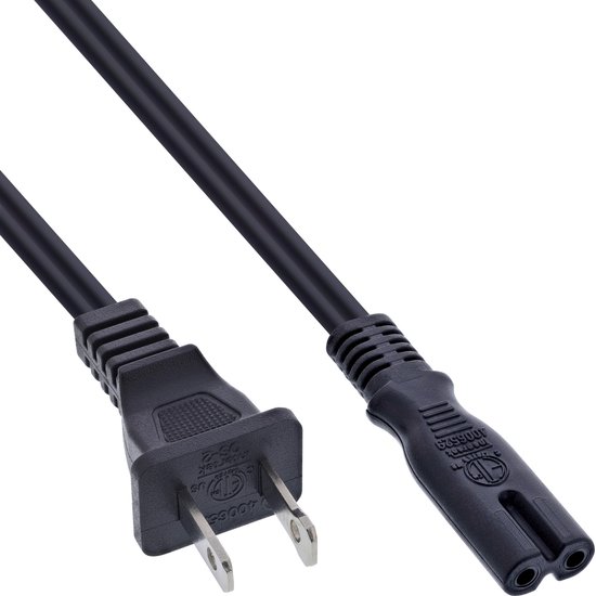 C7 (recht) - Type A / Amerika (recht) stroomkabel - SPT AWG18/2 / zwart - 1 meter