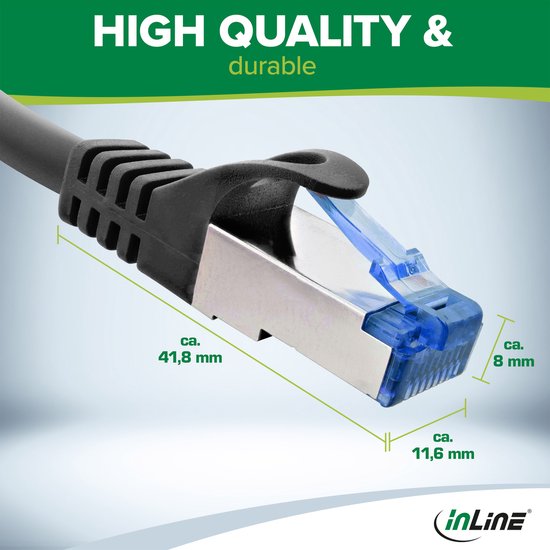 Câble Réseau InLine 71814B Cat6a U/FTP 1,5 M - Bleu, Blindé, Plat - Connecteurs RJ45 Moulés