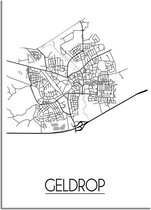 DesignClaud Geldrop Plattegrond poster  - A3 + Fotolijst wit (29,7x42cm)