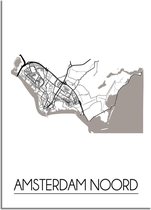 DesignClaud Amsterdam Noord Plattegrond poster A4 + Fotolijst wit (21x29,7cm)