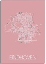 DesignClaud Eindhoven Plattegrond poster Roze  - A3 + Fotolijst wit (29,7x42cm)