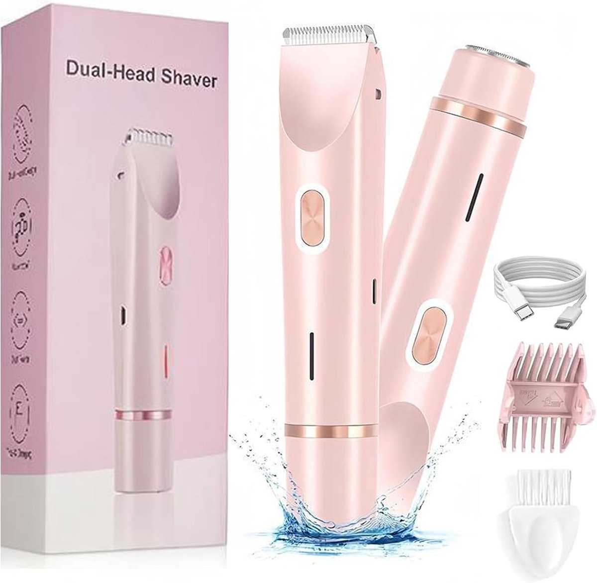 2-in-1 Dames Scheerapparaat - USB Oplaadbaar en Waterdicht voor Nat en Droog Gebruik