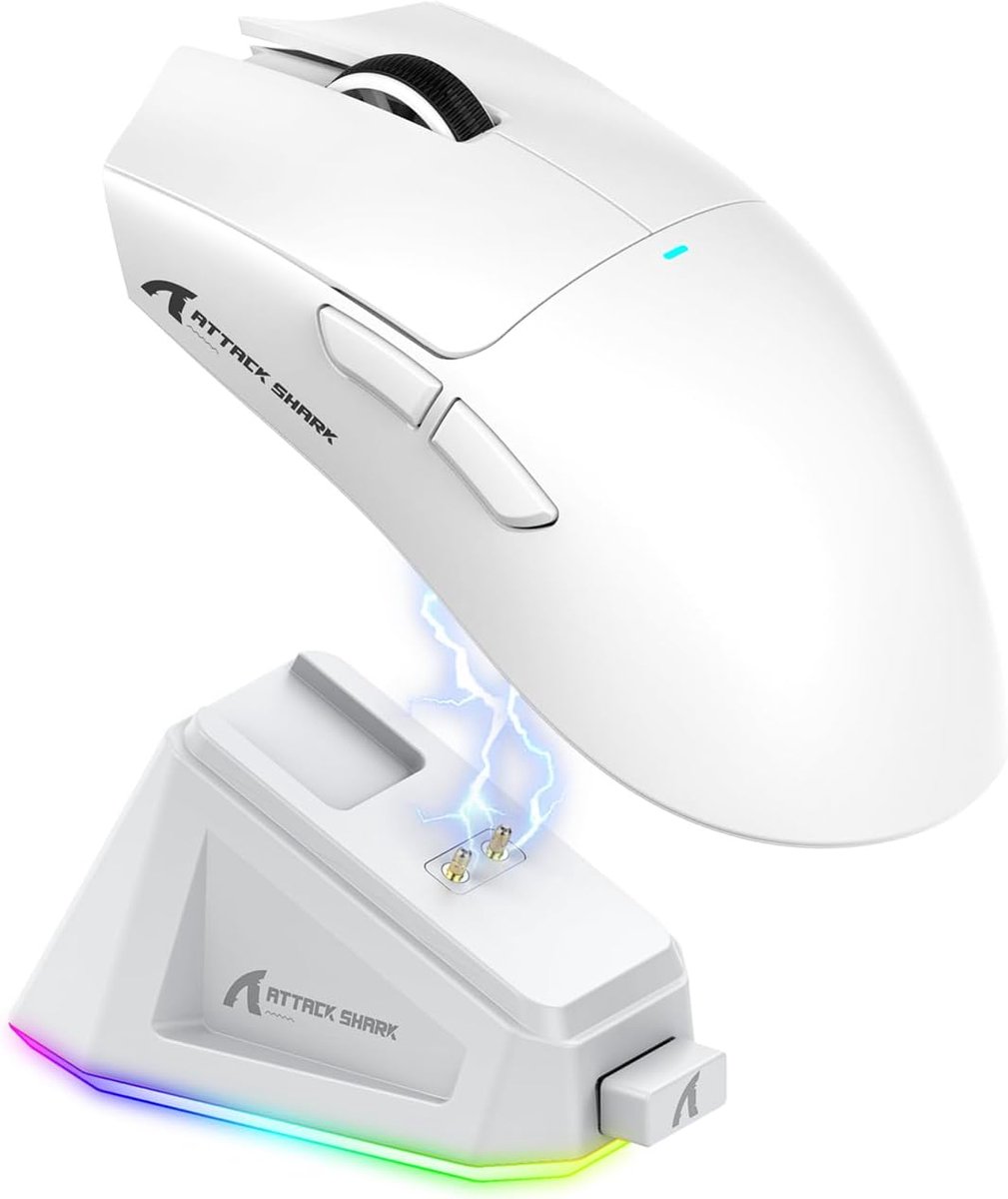 Gamingmuis met Magnetisch Oplaadstation en PixArt Gamingsensor - 22000 DPI Draadloos/Bedraad