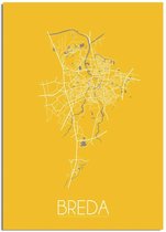 DesignClaud Plattegrond Breda Stadskaart Poster Wanddecoratie - Geel - A2 + fotolijst zwart (42x59,4cm)