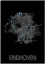 DesignClaud Eindhoven Plattegrond poster A4 + Fotolijst zwart (21x29,7cm)