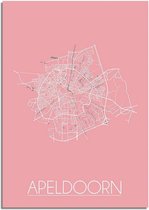 DesignClaud Apeldoorn Plattegrond poster Roze A4 + Fotolijst zwart (21x29,7cm)