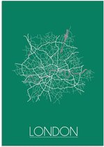 DesignClaud London Plattegrond poster Groen A3 + Fotolijst zwart