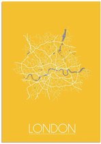 DesignClaud London Plattegrond poster Geel A2 + Fotolijst wit