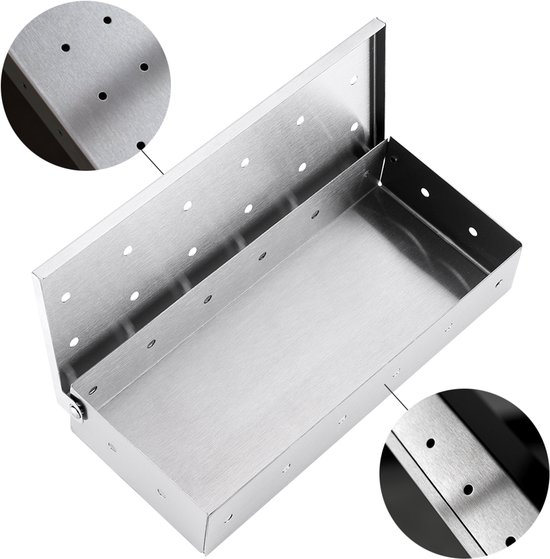 COZYVENT Extra dik Rookbox voor gasgrill of houtskoolgrill, rookbox van roestvrij staal, werkt met houtsnippers, voegt gerookte BBQ-smaak toe, scharnierend deksel, kromtrekkende grillaccessoires van Merkloos — afbeelding 5