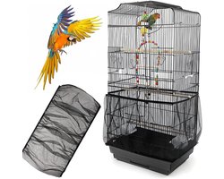 Vogelkooiafdekking van nylon net Ø 140-220 cm - Regen- en stofbescherming met ventilatiesysteem (zwart)