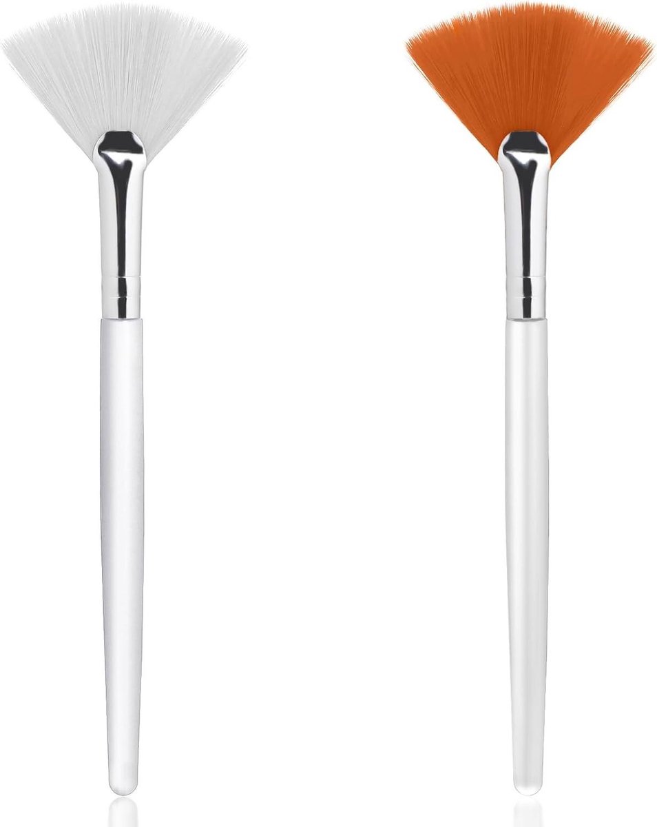 Image of 2 stuks waaierkwasten 15 cm maskerkwast zachte gezichtskwast zuur-applicator gezichtsborstels voor vrouwen meisjes make-up multifunctioneel gebruik