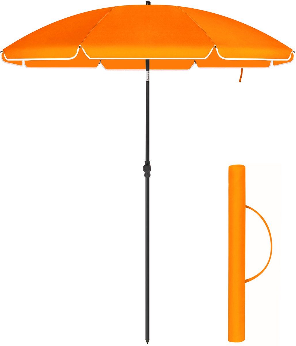 Bol.com ACAZA Parasol - Strandparasol - Oranje - 160 cm diameter - inclusief Draagtas - Rond - Tuinparasol - Kantelbaar - Waterd... aanbieding