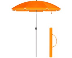 ACAZA Parasol - Strandparasol - Oranje - 160 cm diameter - inclusief Draagtas - Rond - Tuinparasol - Kantelbaar - Waterdicht - Terras Parasol voor Appartement - Parasol Strand - Tot 2 Personen