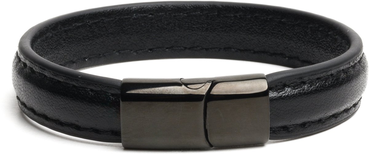 665 - Lederen Armband en Cockring - 2 in 1 - Zwarte Magnetische Sluiting