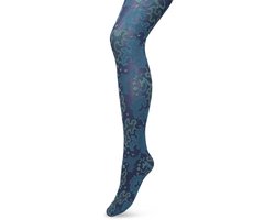 Bonnie Doon Grafische Panty 60 Denier Donker Blauw Dames maat L/XL - Grafische Print - Gladde Naden - Maximaal Draagcomfort - Ornament Tights - Chique Panty - Feestelijk - Donkerblauw - Navy - BP221909.102