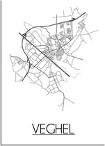 DesignClaud Veghel Plattegrond poster  - A3 + Fotolijst zwart (29,7x42cm)