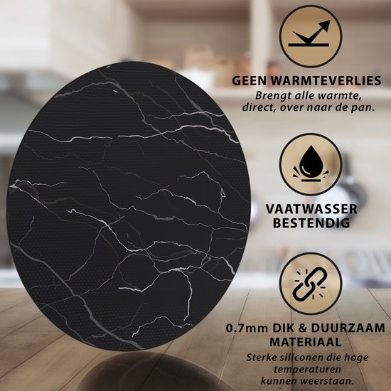NAZROM® Inductie Beschermer – 7x Stijlvolle Set Panbeschermers Voor Kookplaat – Inductie Mat, Afdekplaat Voor Elk Formaat Inductie Kookplaat En Kookzone - Compatibel Met Elke Temperatuur - Geschikt voor Booster Functie - Verbeterde Versie - Marmer