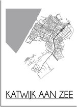 DesignClaud Katwijk aan Zee Plattegrond poster  - A3 + Fotolijst wit (29,7x42cm)