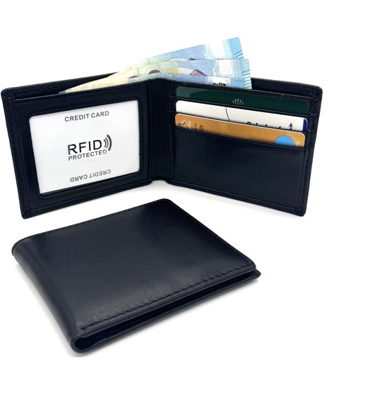 Portefeuille homme porte-cartes - Porte-monnaie - Portefeuille homme Cuir - Cuir véritable - Zwart