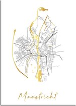 DesignClaud Maastricht Plattegrond Stadskaart poster met goudfolie bedrukking A3 + Fotolijst wit