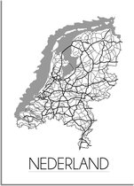 DesignClaud Nederland Plattegrond poster  - A3 + Fotolijst wit (29,7x42cm)