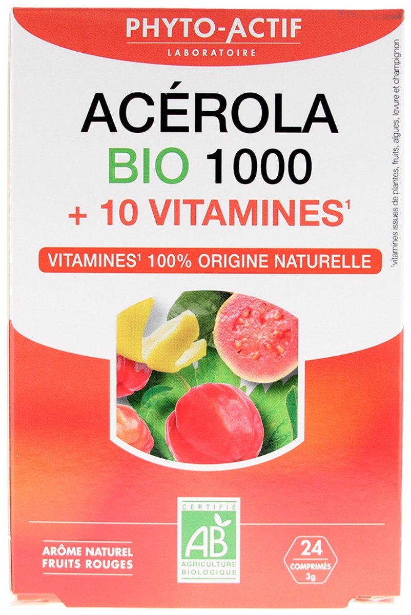 Phyto-Actif Acerola 1000 + 10 Vitaminen Biologisch 24 Tabletten