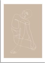 DesignClaud Poster lichaam naturel - minimalisme A4 + fotolijst zwart