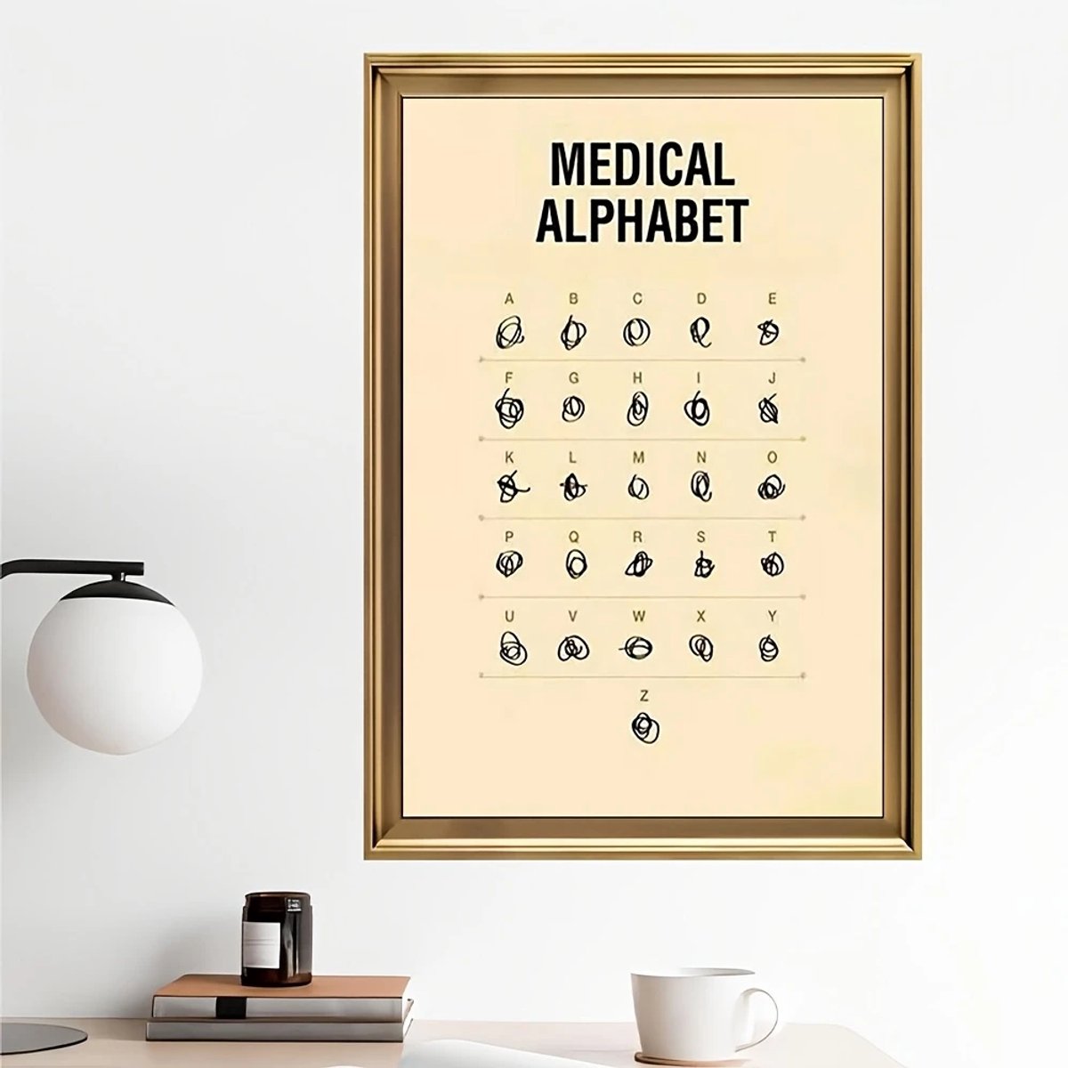 Canvas poster - Dokters handschrift - muurposter - Medisch alfabet - binnenposter - dokter - muur poster - Kado - Zonder lijst - Posters - Vintage posters - wachtkamer decoratie - Trendy