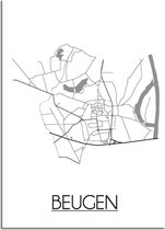 DesignClaud Beugen Plattegrond poster  - A3 + Fotolijst wit (29,7x42cm)
