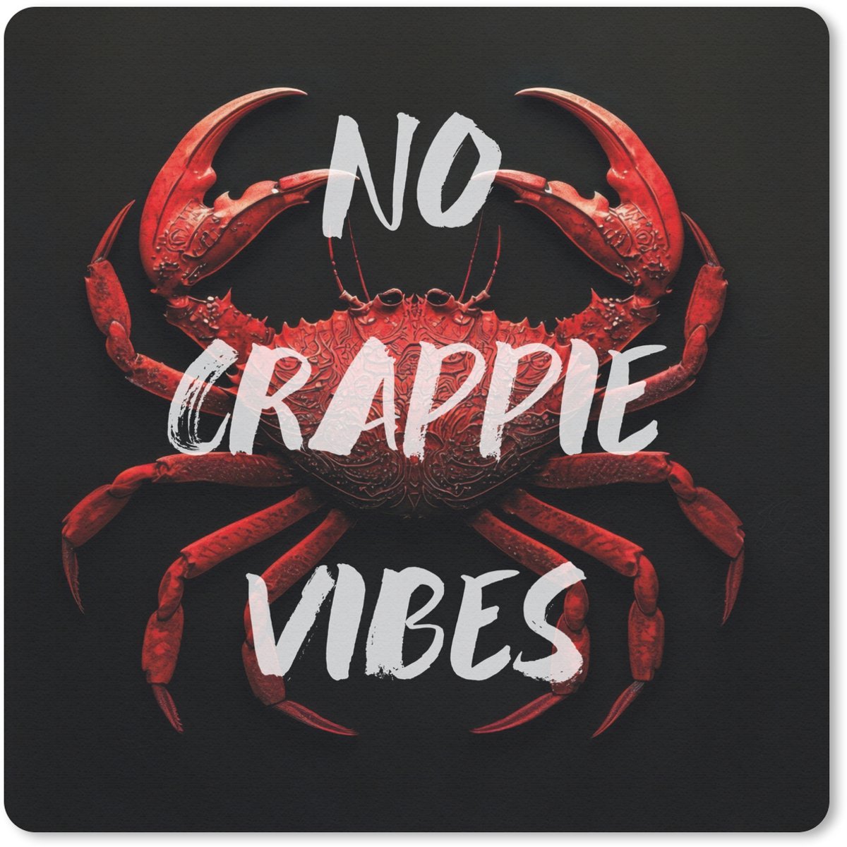 Muismat 20x20 cm - Mousepad Krab - Rood - Tekst - Zwart - Muismatten