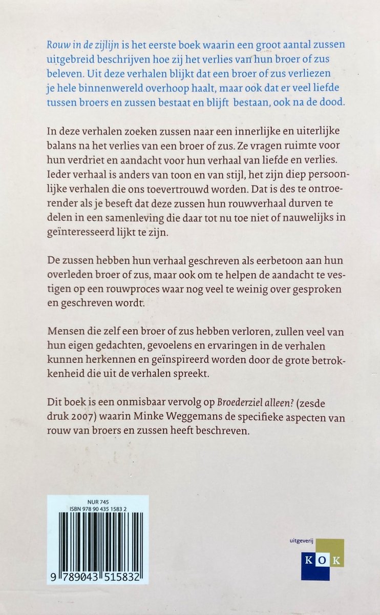 Boekrug 'Rouw in de zijlijn', verhalen van zussen over verlies van een broer of zus.