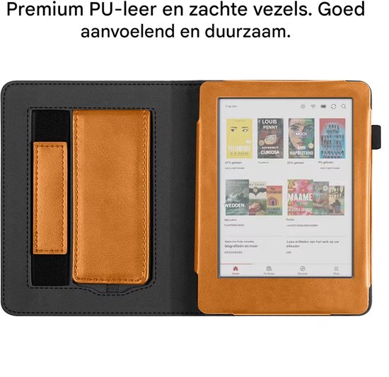 BukkitBow - Beschermhoes geschikt voor Kobo Clara BW - E-reader Cover - Smart Sleep Cover - Zacht Motief - Bruin van Merkloos — afbeelding 5