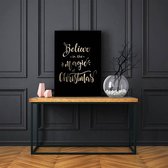 DesignClaud Kerstposter Believe in the magic of Christmas - Kerstdecoratie Goudfolie + zwart B2 poster (50x70cm)