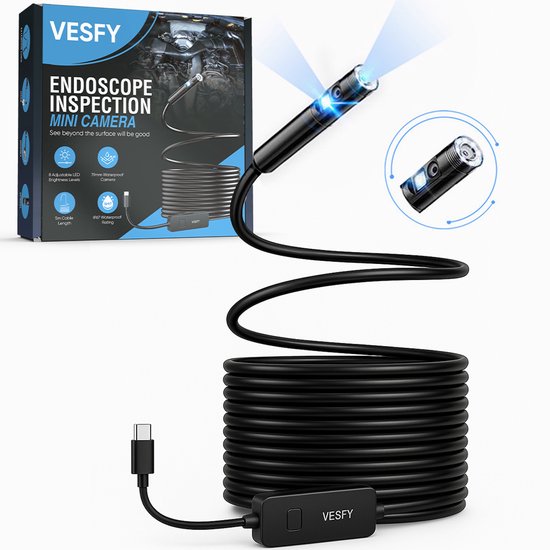 Caméra Endoscopique,VEVOR Double Objectif,HD 1920p,8+1 LED,zoom X2