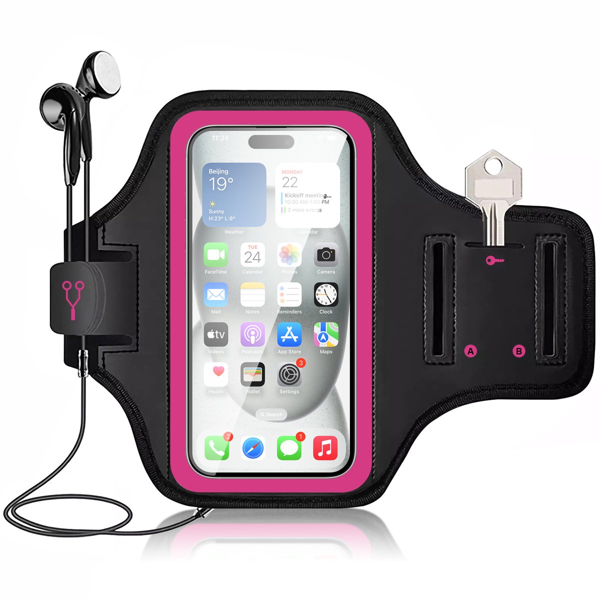 Mobigear Telefoonhoesje geschikt voor Telefoonhouder Hardlopen Xiaomi 11T Sport Hoesje Neopreen | Mobigear Go Active Sportarmband - Roze