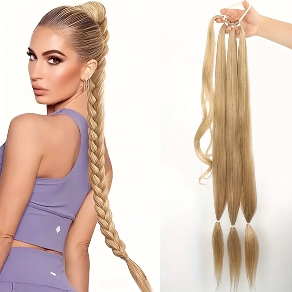 Ponytail haar extensions - Paardenstaart Dollsbeauty- Vlecht haar verlenging - Braided Ponytail - Wrap around Paardenstaart - Blond 27
