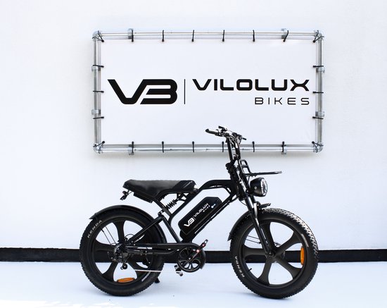 Vilolux® Fatbike electrisch - Fatbike V20 Max 24inch - Voorrek - 2025 Model - Legaal - Rijklaar geleverd - Niet opvoerbare fatbikes - 2 Jaar garantie - Telefoontasje - Hydraulische remmen - Alarm - Zwart