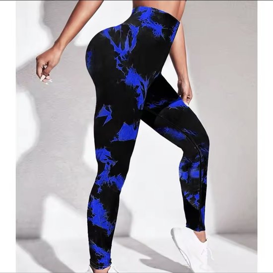 Foto: Tie dye gym legging maat l blauw zwart blauw blue black multicolour sportwear fitness wear fitness legging sportlegging yogalegging gymwear sportkleding gym kleding