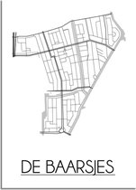 DesignClaud De Baarsjes Amsterdam Plattegrond poster - A2 + fotolijst wit (42x59,4cm)