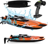 Overmax X-Tide – RC Boot – 25 km/u – 2x Batterij 34 Min Speeltijd – Motorboot - Speedboot – Waterkoeling – Automatische Rotatie – Smart Water Start – Alarmsysteem – Trim & Snelheidsregeling – Demo-Modus – 100m Bereik – Catamaran Design