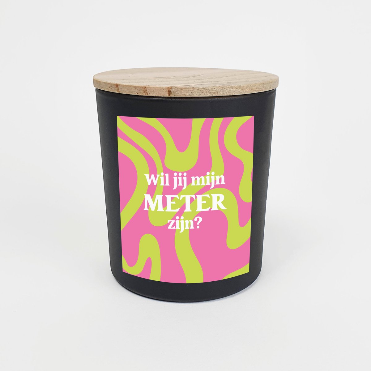 Geurkaars in glas - Meter vragen - Wil jij mijn meter zijn - Geurkaarsen geschenkset - Geurkaars - ZWART - Groovy pink design